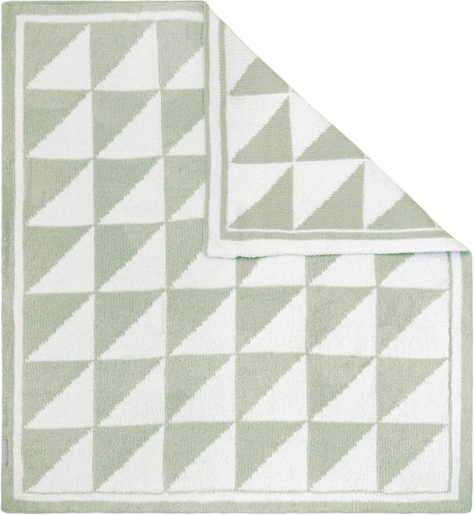 Living Textiles Chenille Baby Blanket - Sage Triangle Ultra Soft, Thick, and Versatile | Warm Blanket for Newborns, Throw Blanket for Crib, Stroller Cover | Perfect Baby Gift 30 x 40 inches