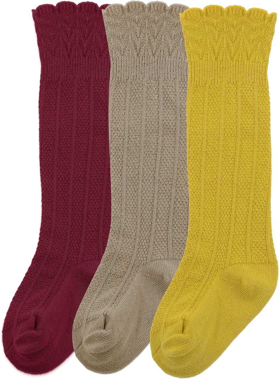 Zando Baby Knee High Socks - Infant to Toddler, Cotton Ruffle Socks, Warm Girls & Boys Long Stockings, 3-6 Pairs