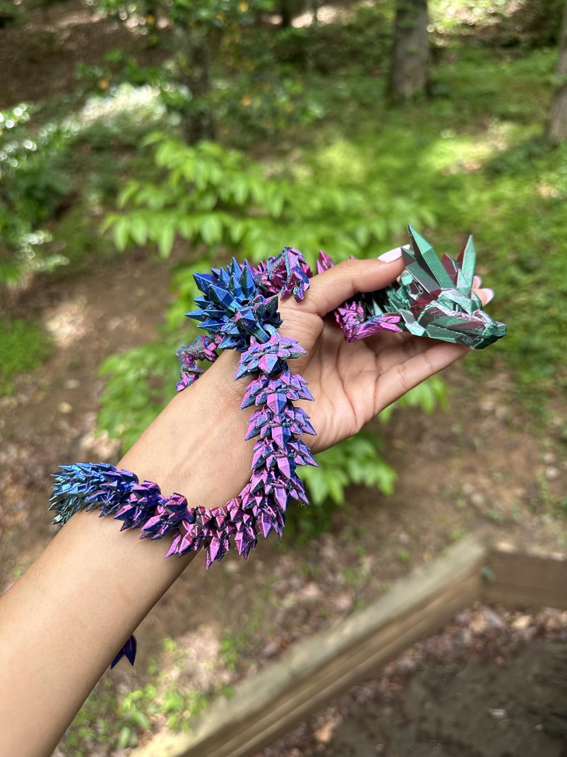 Crystal Dragon - Articulated Flexi Dragon - 3D Printed Gift (Teen, Purple/Blue/Green)