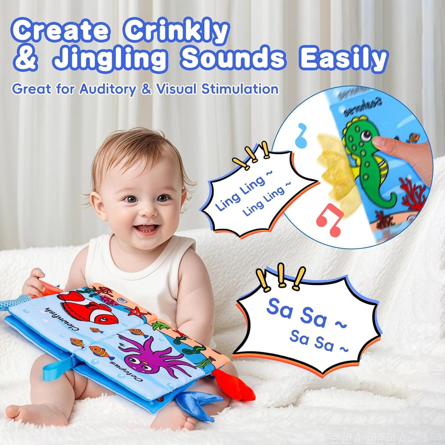 2PCS Baby Books 0-6 Months Tummy Time Infant Toys 0-3 Months High Contrast Baby Sensory Toys 3-6 6-12 Months Newborn Essentials Must Haves Crinkle Touch Feel Busy Soft Books for Babies Shower Gifts
