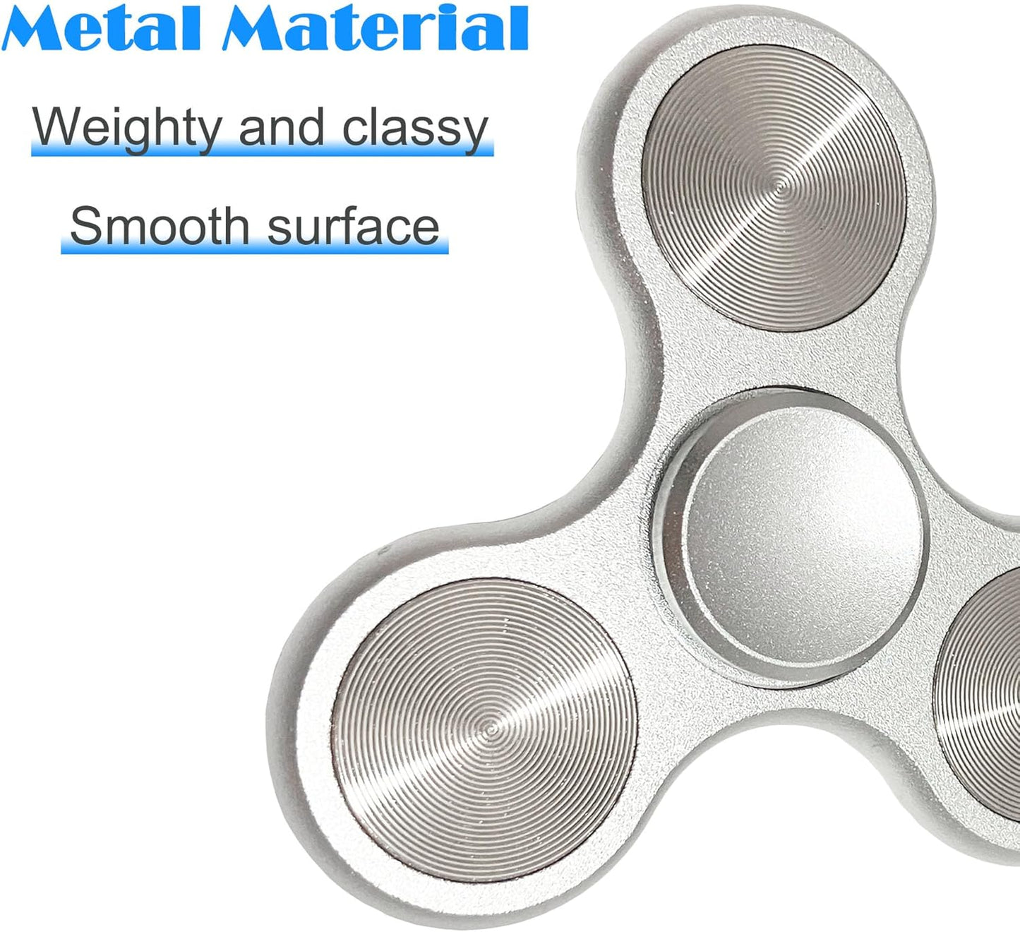 Fidget Spinners Toy Ultra Durable Stainless Steel Bearings High Speed 3-6 Min Spins Metal Material Hand Spinner ADHD Focus Anxiety Toys Stress Relief Reducer Fidget Spinner for Kids Adults Silver