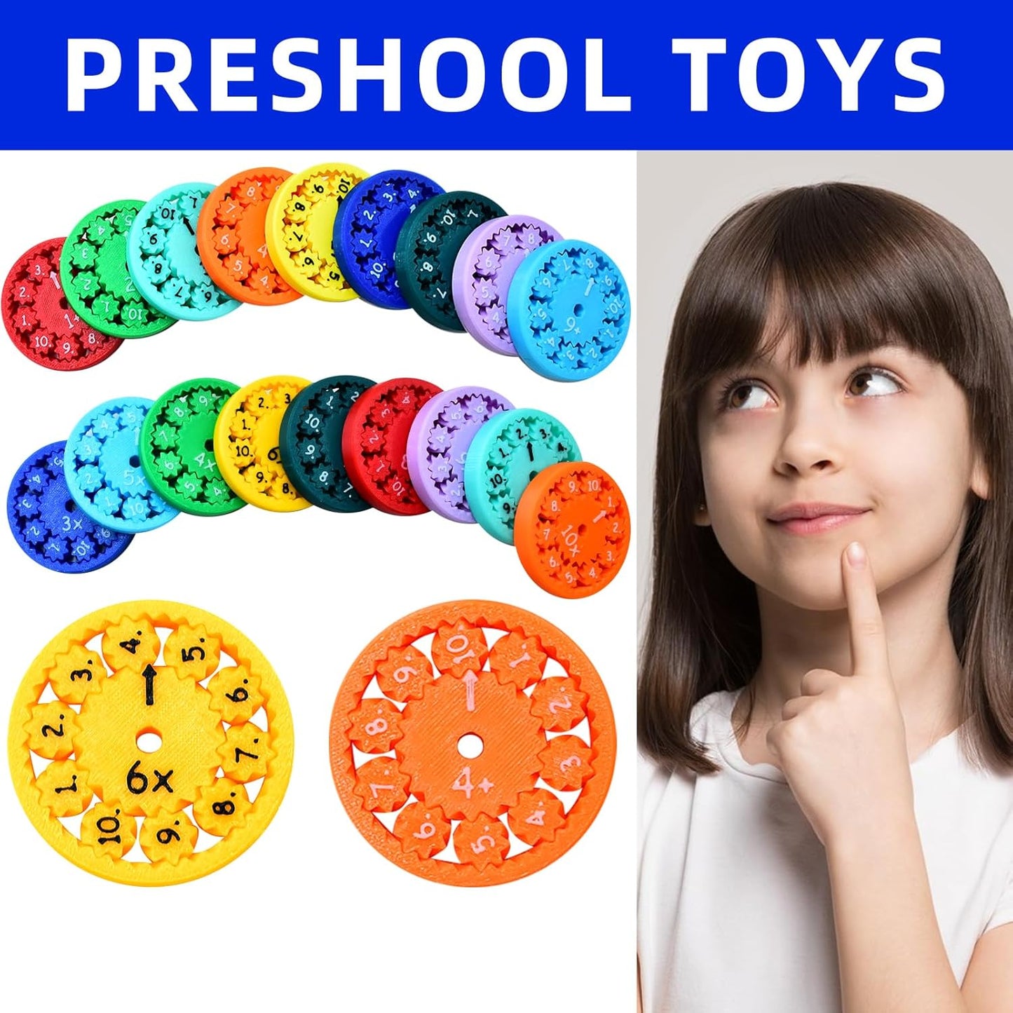 Math Fidget Spinners,Funny Educational Math Fact Tools,Math Learning & Education Toys Game,Creative Gift (18 PCS)