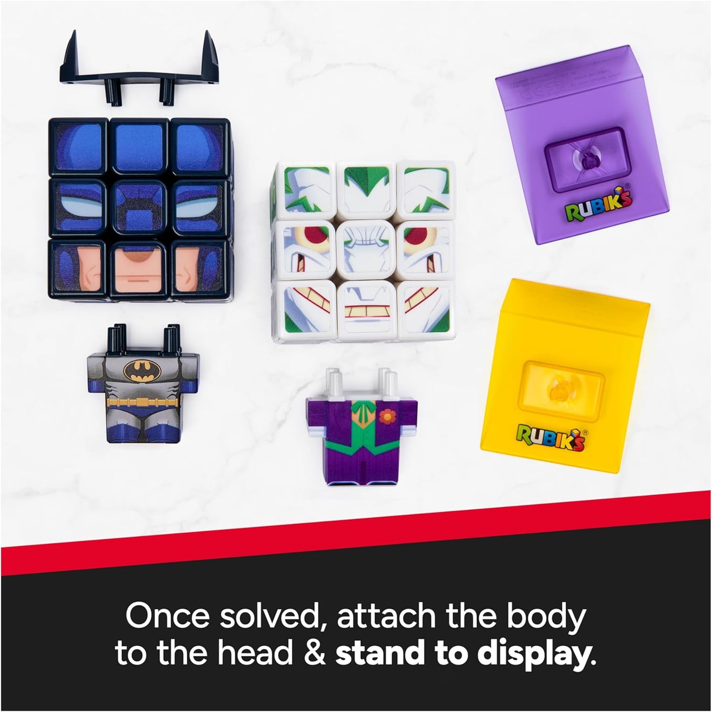 Rubik’s Cube Batman and Joker Cubers 2-Pack, Problem-Solving Challenging Brain Teaser Collectible Batman Fidget Toy, for Adults & Kids Ages 8+