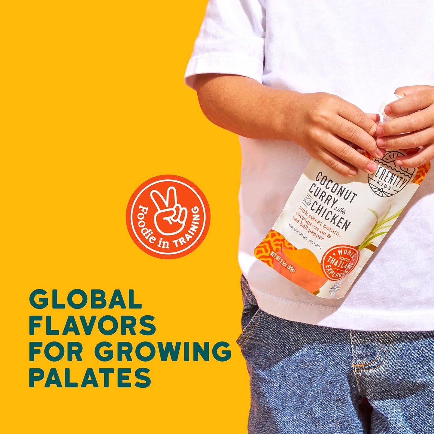 Serenity Kids 6+ Months Baby Food Pouches Chicken Coconut Curry Puree - Ethically Sourced Chicken & Non-GMO Veggies - BPA-Free for Baby Food Pouch - 3.5 Oz, 6 Pack