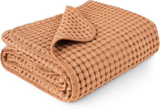 Konssy Waffle Baby Blanket - Soft & Cozy Nursery Swaddle Blanket, Lightweight Toddler Throw for Boys & Girls, Ideal for Wrapping(Brown)