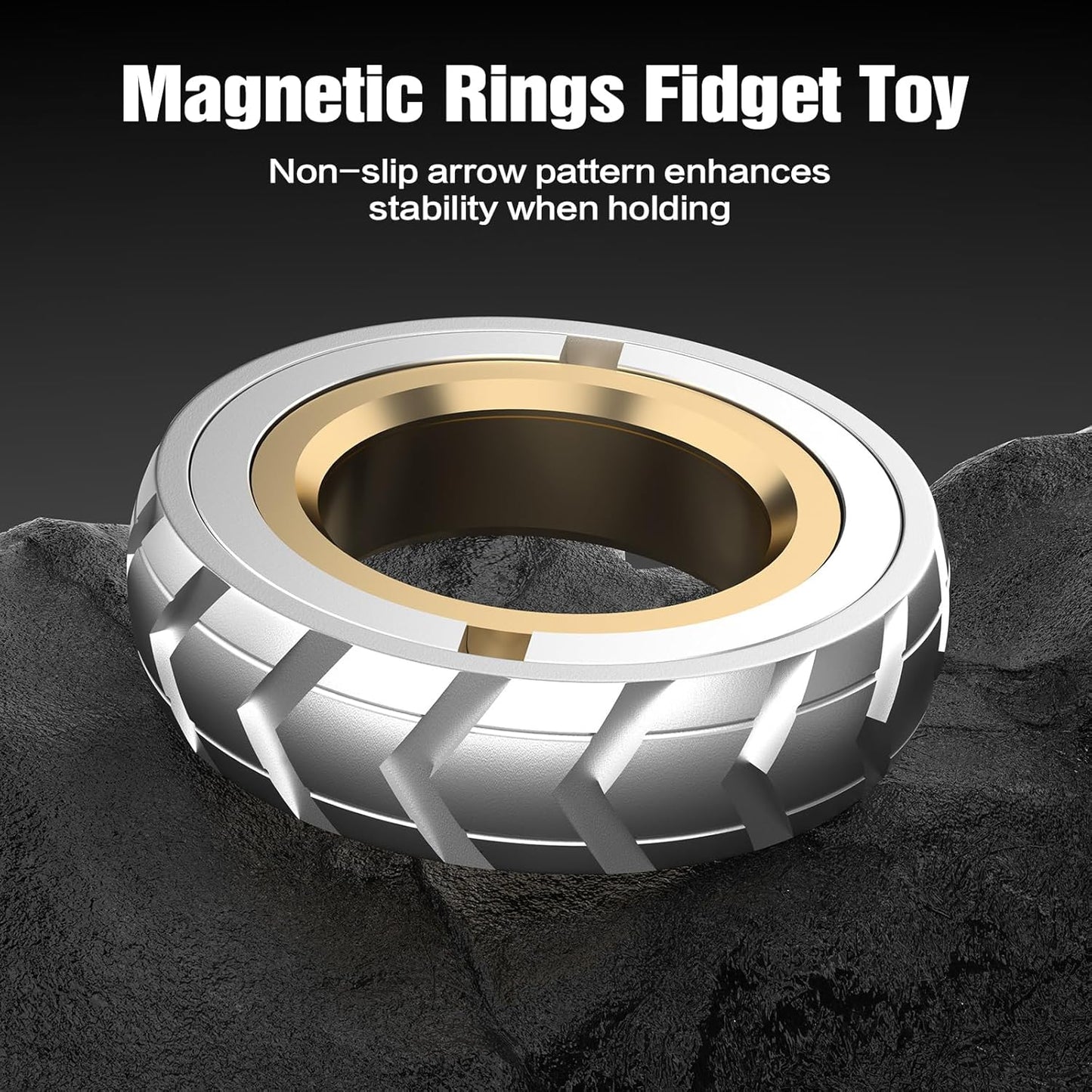 INNÔPLUS Fidget Spinners, Magnetic Rings Fidget Toy, Fidget Spinners for Adults, Metal Fidget Magnets Spinner Rings, Fidget Slider, Stress Anxiety ADHD Relief, Spinner Gifts for Adults and Kids