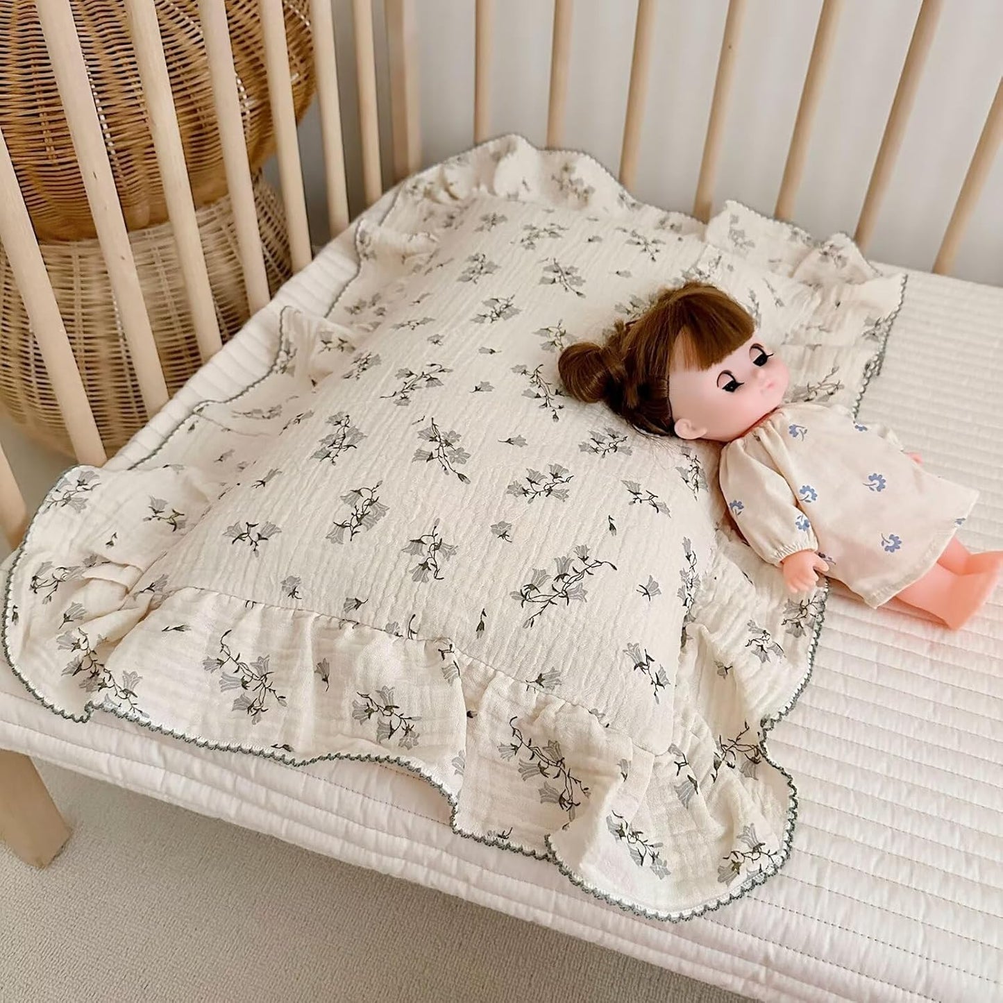 BuLuTu Cute Floral Toddler Pillowcase Cotton Muslin Kids Pillow Case with Enveloped Closure Soft Breathable Standard Size Pillowcase for Sleeping, 1 Piece, Hyacinth Pattern, 20"x26"
