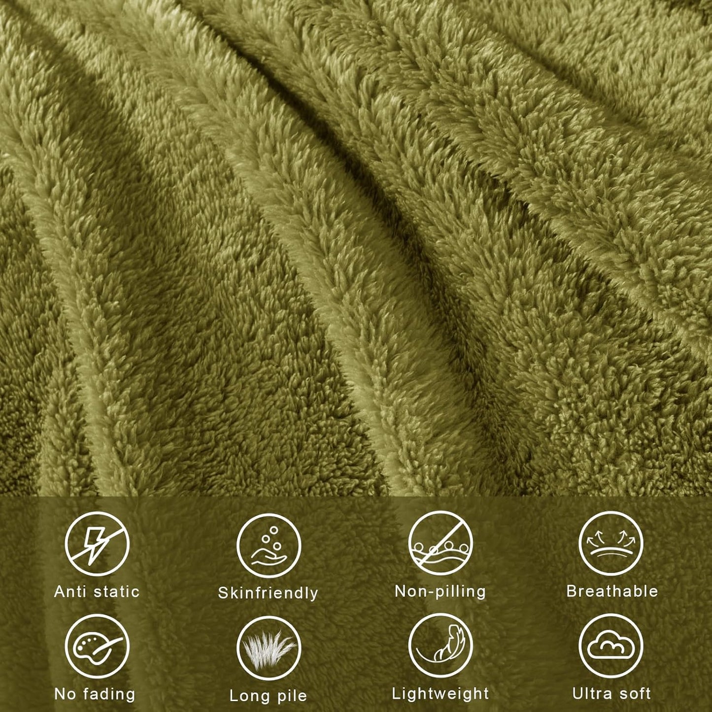 Exclusivo Mezcla Soft Fleece Throw Blanket for Couch, Super Soft Velvet Plush Bed Blanket, Fuzzy Cozy and Warm for All Seasons, 50x60 Inches, Olive Green