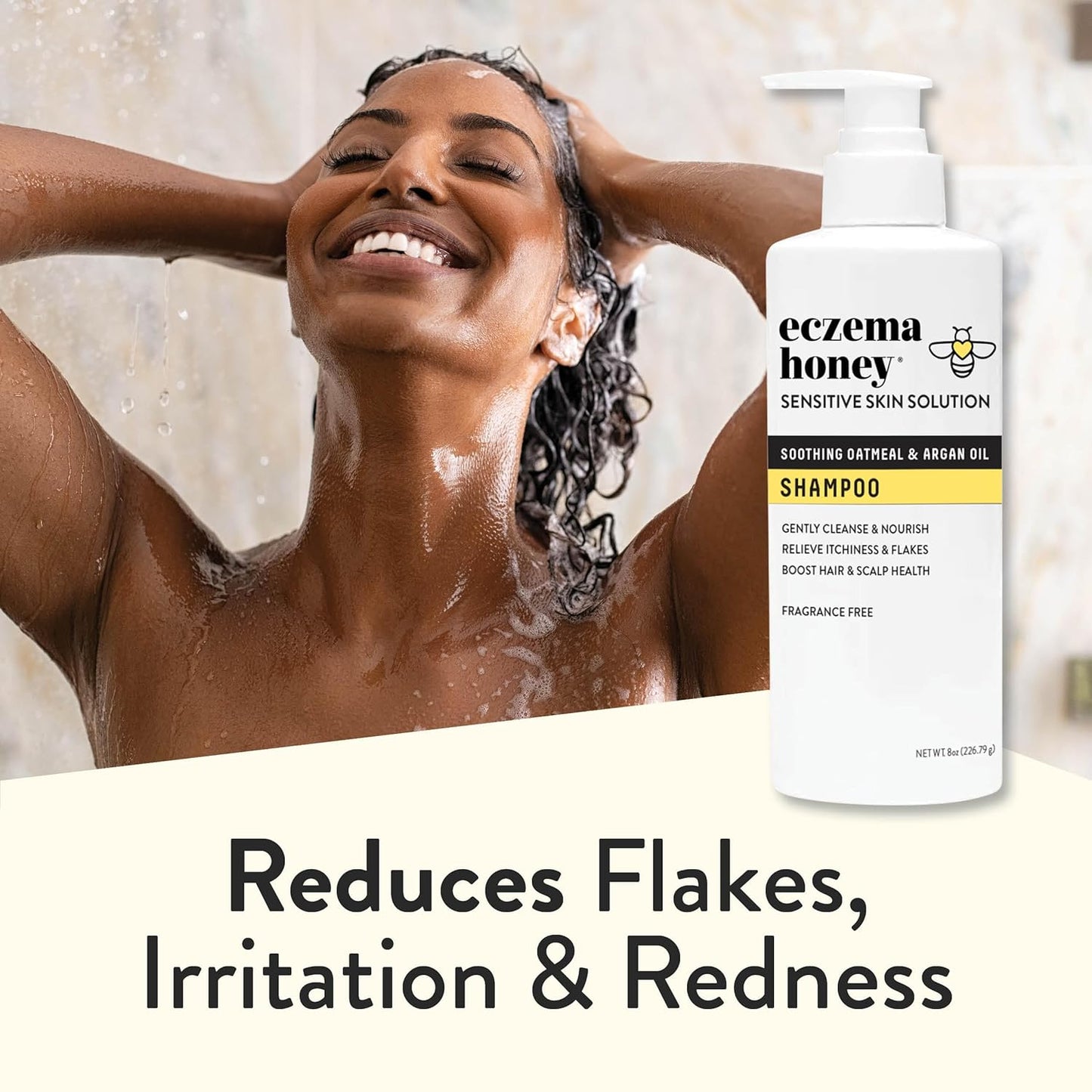 ECZEMA HONEY Nourishing Shampoo - Helps with Psoriasis, Dermatitis, & Flaking - Daily Dandruff Shampoo & Scalp Care - Itchy Scalp Treatment for Men, Women & Kids (8 Oz)