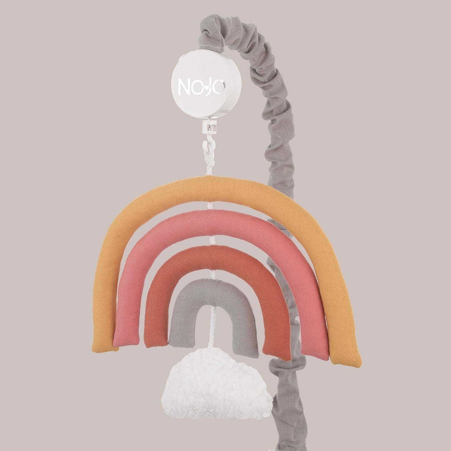 NoJo Over The Rainbow Gold, Orange, Coral, and Gray Plush Nursery Musical Mobile
