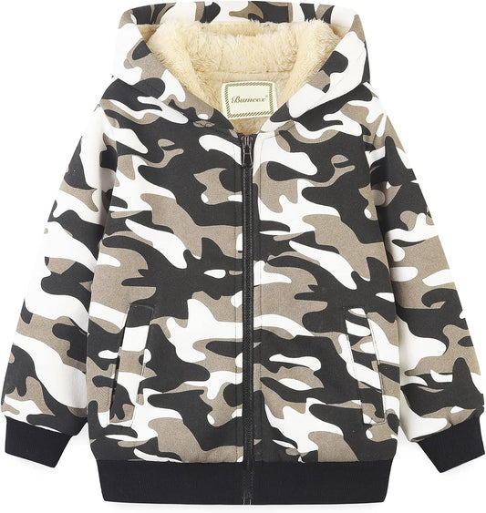 Bumeex Kids Boy's Girl's Sherpa Fleece Lined Jacket Spring Fall Winter Zip up Sweatshirt Hoodie 2-14Y(Toddler/Kid)