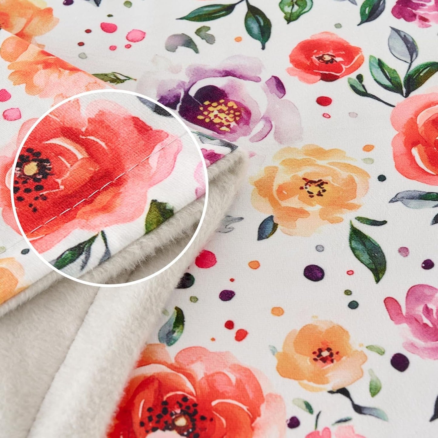 Baby Blanket 30x40 Inches Soft Double Layer Fleece Blanket with Beautiful Flower Print Gender Neutral Crib Blanket for Infant, Toddler, Newborn Baby Girl or Boy Shower Gift