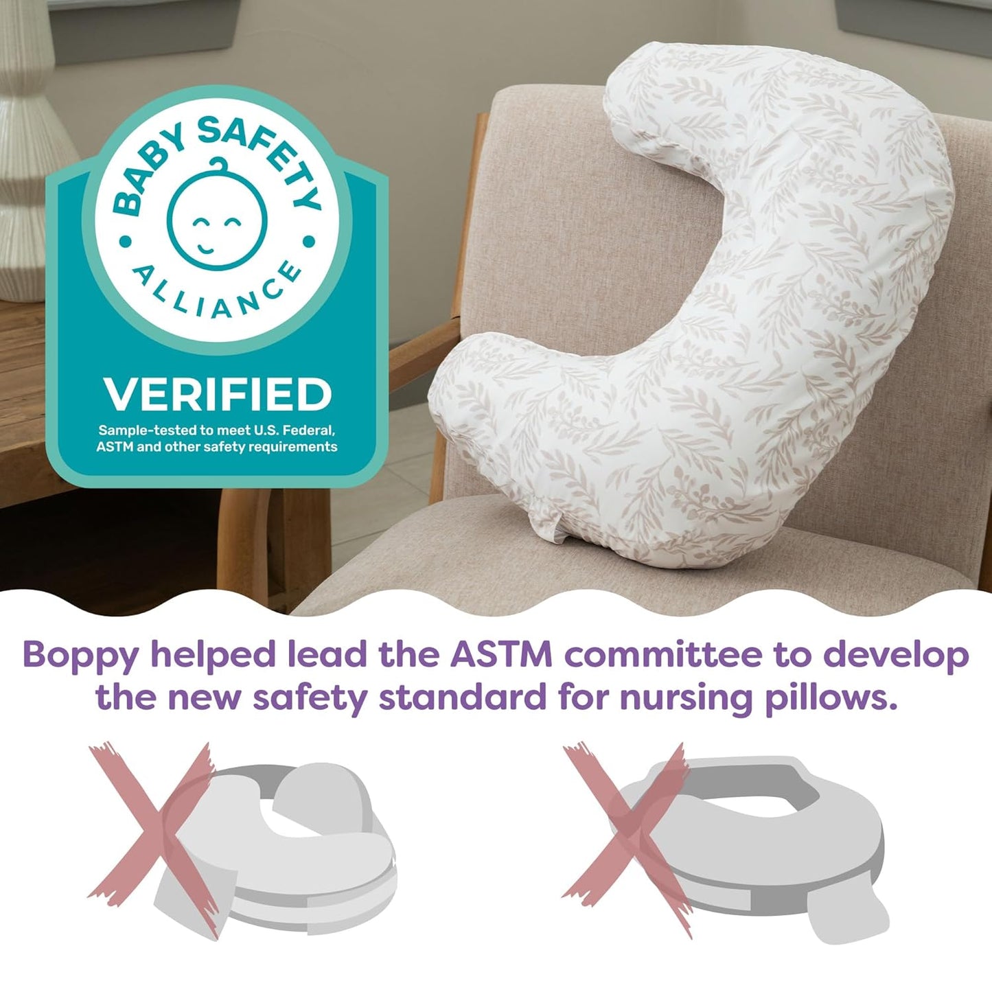 Boppy Nursing Pillow - Ergonomic Bottle & Breastfeeding Pillow with High, Firm, Large Area, Water-Repellent Cushion with Washable Cover; Baby Safety Alliance Verified - Oatmeal Boucle