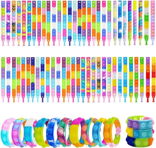 150pcs pop Random Bracelet,Pop Bubble Fidget Sensory Toys, Pop Toy Bulk for Party Favor, Classroom Student Prizes Easter Basket Goodie Bag Stuffers Christmas Valentine Gift for Kid