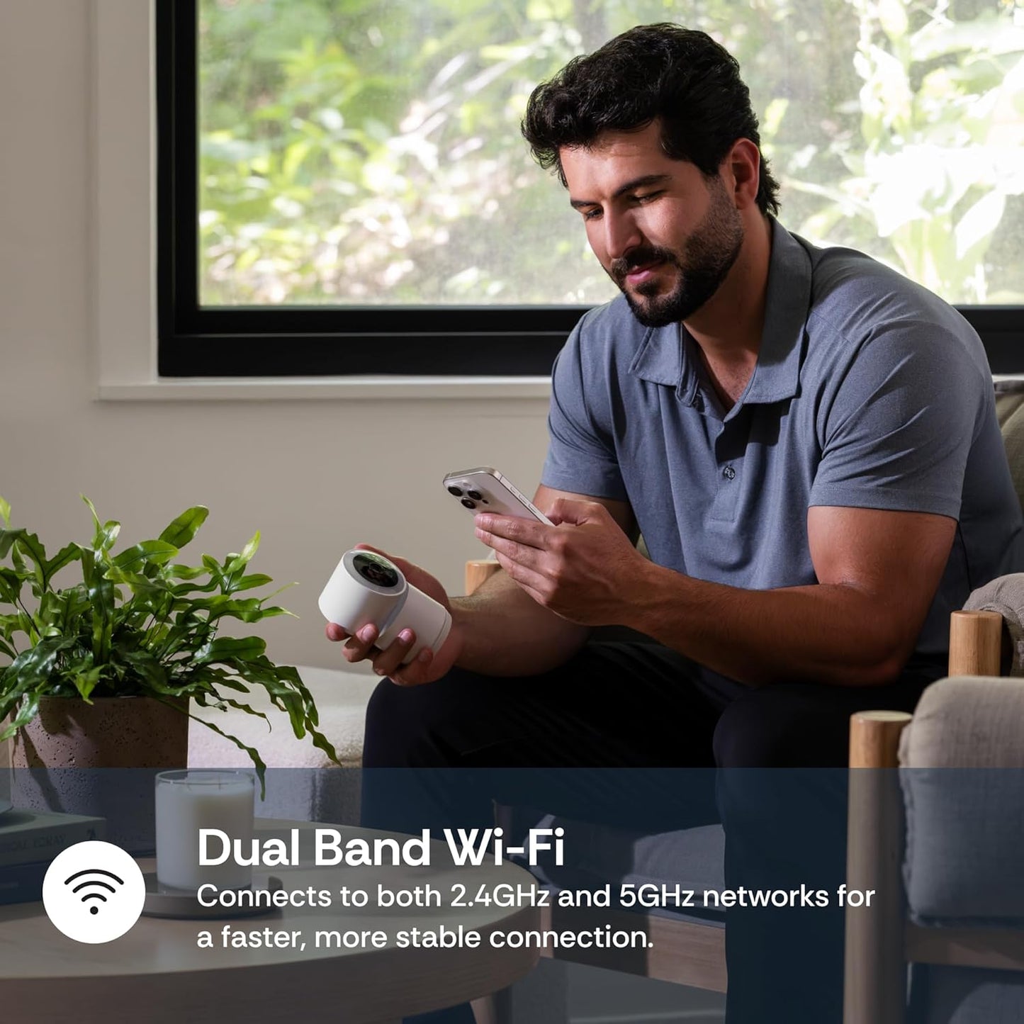 Luna 2K Indoor Cameras for Home Security, 2.4GHz & 5GHz WiFi, 360-Degree Pan-Tilt, Built-in Spotlight, Human Auto Tracking, Siren, Pet/Dog/Baby Camera with Phone app, Black (2025 Upgrade Version)