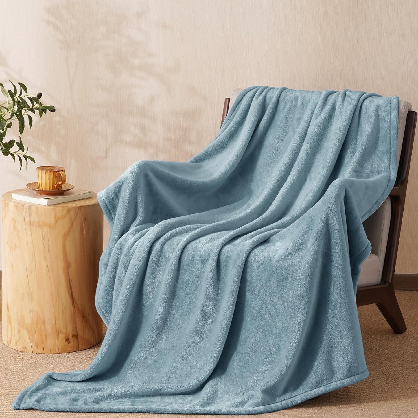 PHF Ultra Soft Fleece Throw Blanket, No Shed No Pilling Luxury Plush Cozy 300GSM Lightweight Blanket for Bed, Couch, Chair, Sofa Suitable for All Season, 50" x 60", Dusty Blue