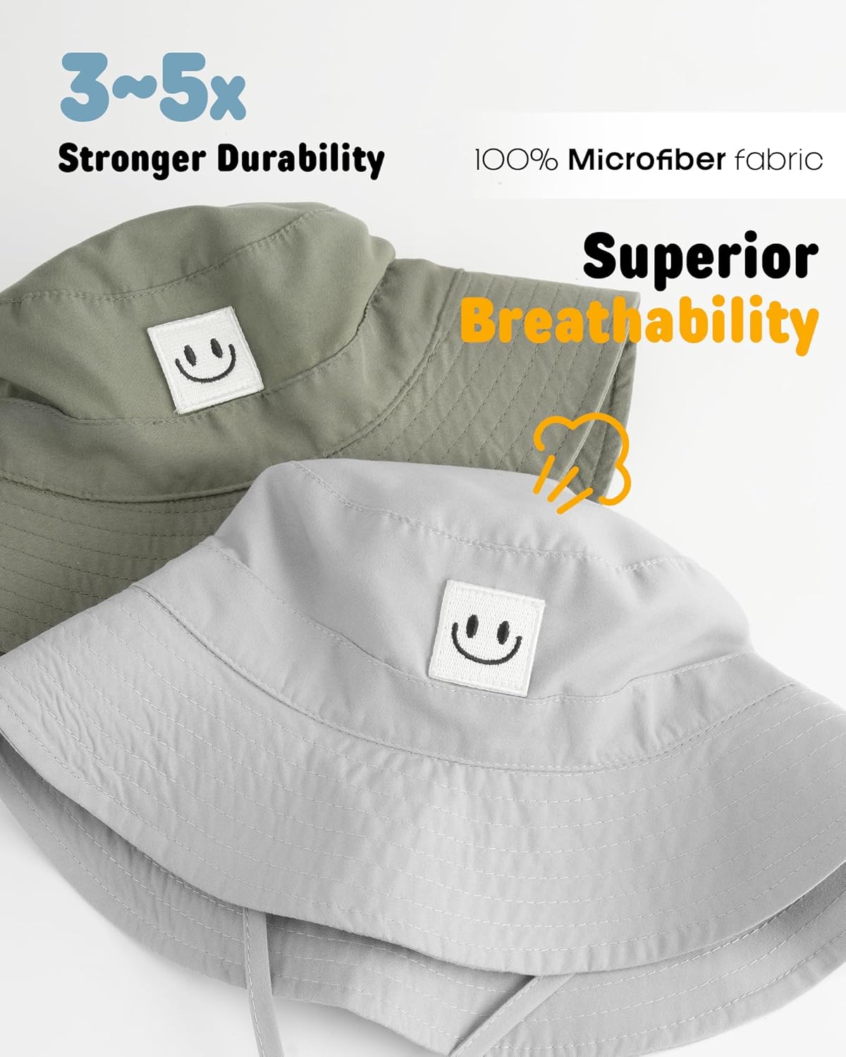 FURTALK Baby Sun Hat Smile Face Toddler Boys Girls Bucket Hat 0-5 Years Kids UPF 50+ Sun Protection Summer Hats