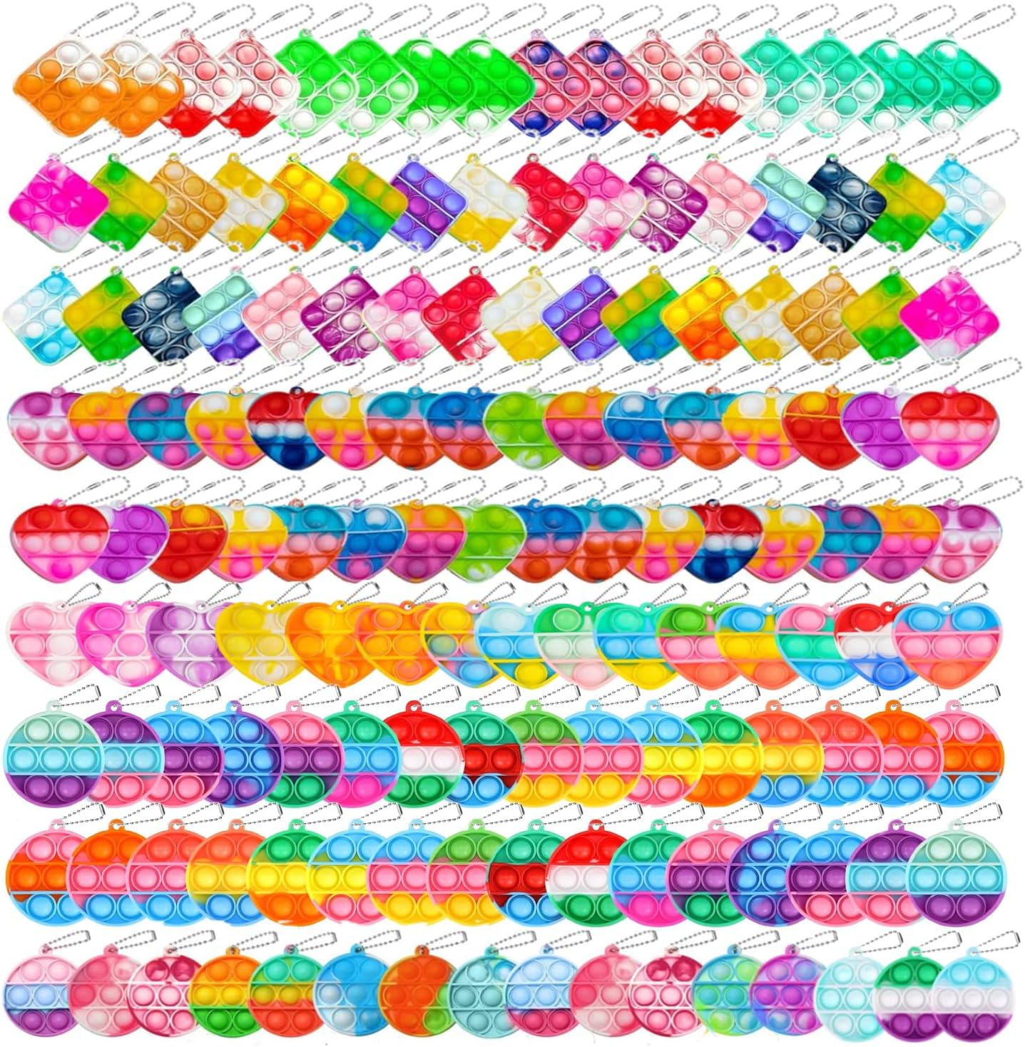 50pcs 2in Random Pop Bubble Fidget Sensory Toys, Pop Toy Bulk for Party Favor, Classroom Student Prizes Easter Basket Goodie Bag Stuffers Christmas Valentine Gift for Kid