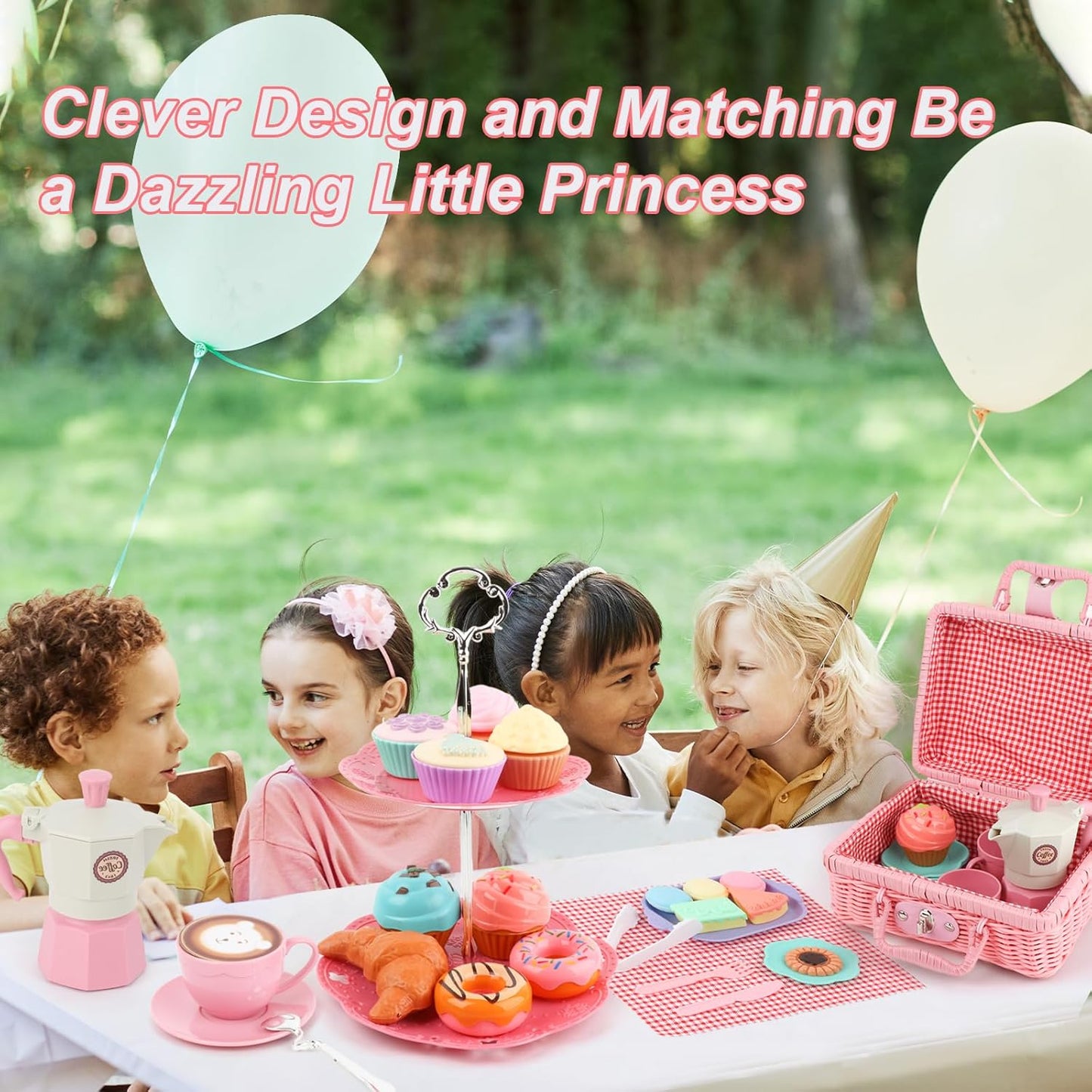 Afternoon Tea Toys Set Pretend Play Food Toys for Toddler Girls, Party Tea Playset Toy Gifts for 3 4 5 6 Year Old Girl Boy Kids Toddlers