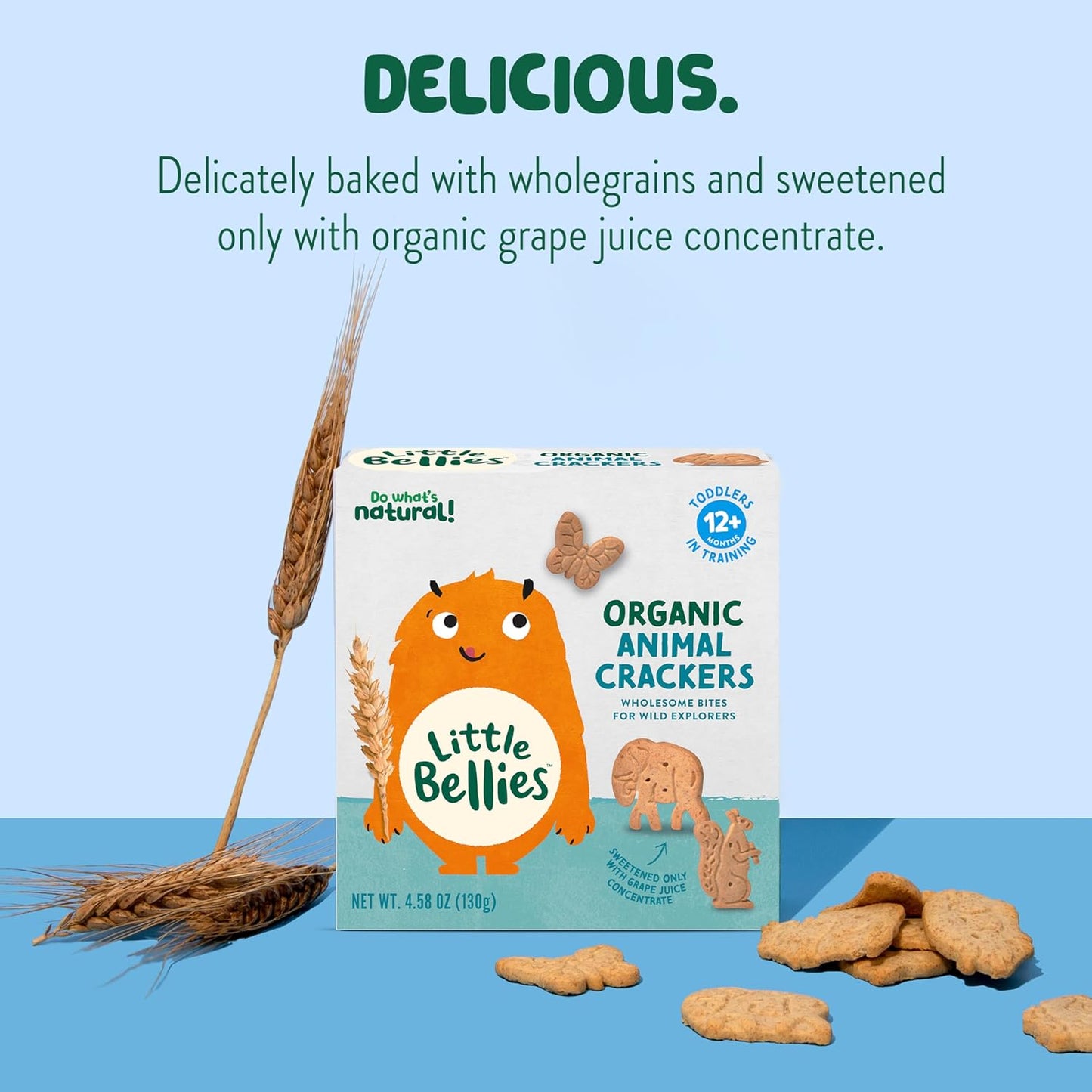 Little Bellies Organic Animal Crackers Toddler Snack (Pack of 5 x 4.58 oz Individual Packs)