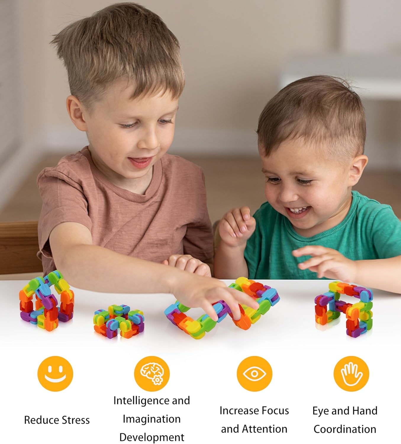 Ganowo 12 Pack Wacky Tracks - Rainbow Color Snap Click Fidget Toys for Kids Adults ADHD Finger Sensory Autism Stress Relief Keeps Fingers Busy and Minds Focused