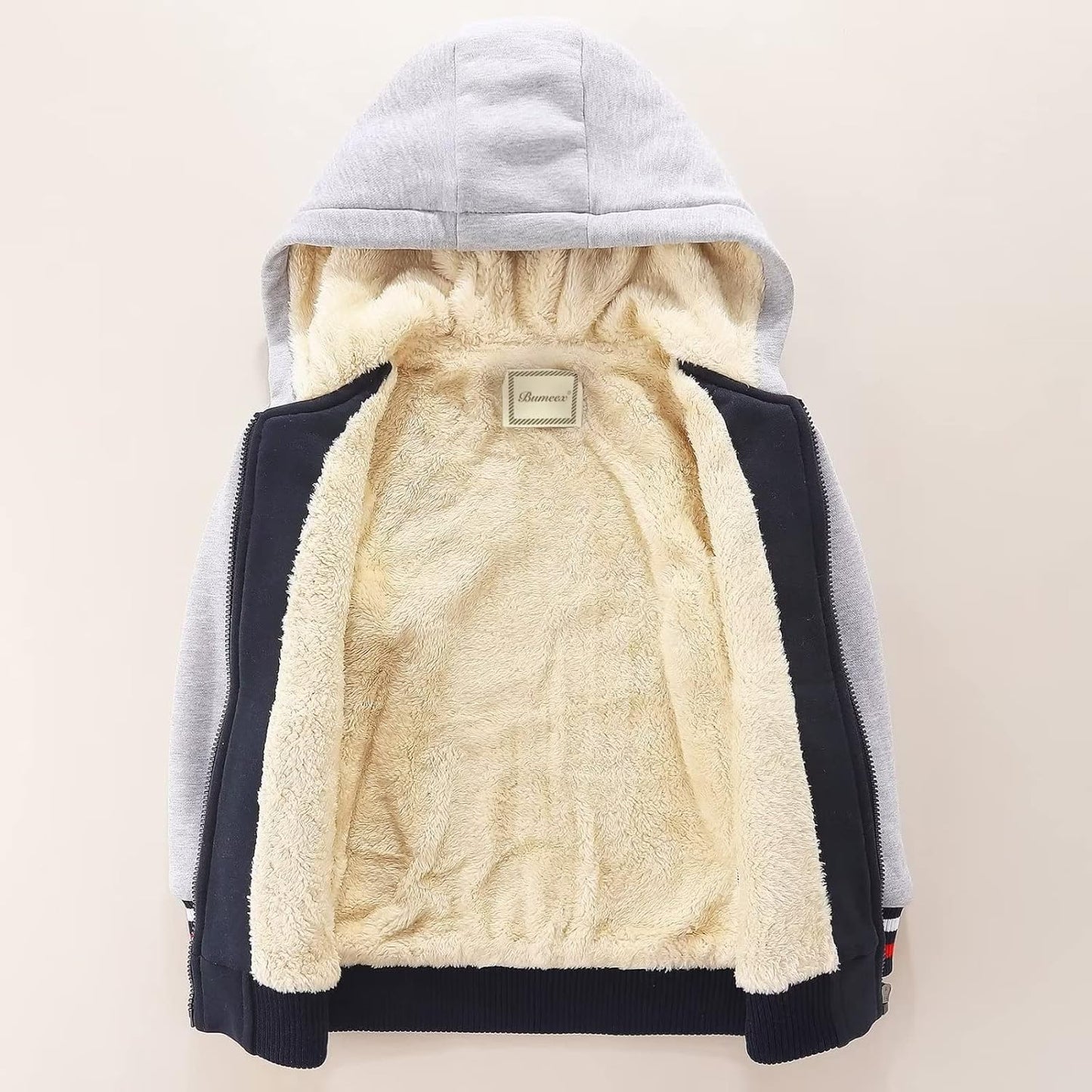 Bumeex Kids Boy's Girl's Sherpa Fleece Lined Jacket Spring Fall Winter Zip up Sweatshirt Hoodie 2-14Y(Toddler/Kid)