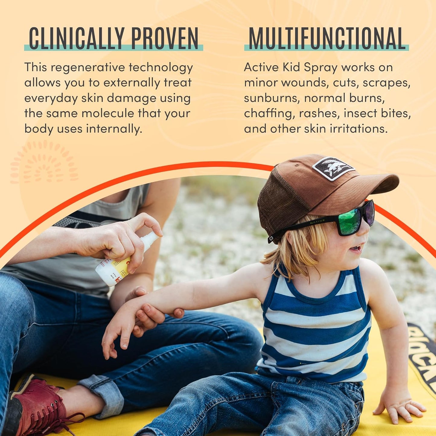 Active Skin Repair Kids First Aid Spray - Non-Toxic & Natural Antiseptic for Minor Cuts, Wounds, Scrapes, Rashes, Sunburns, and Other Irritations (3oz Spray)