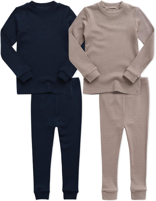 VAENAIT 6M-12Y Toddler Kids Girls Boys Soft Comfy Modal Tencel Solid Raglan Sleepwear Pajamas Pjs 2pcs/4pcs Set