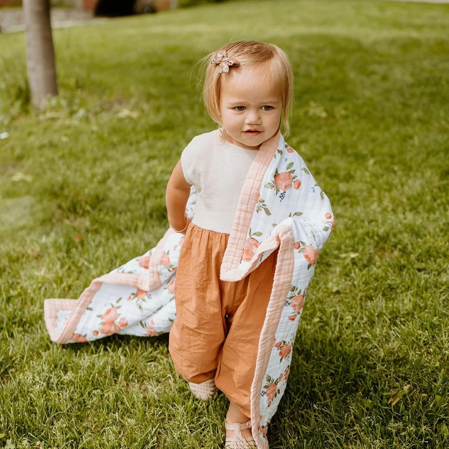 Little Unicorn Newborn Receiving Quilt | Ultra- Soft, Multi-Layered Muslin Fabric | Gift for Newborns & on-The-go (Watercolor Roses)