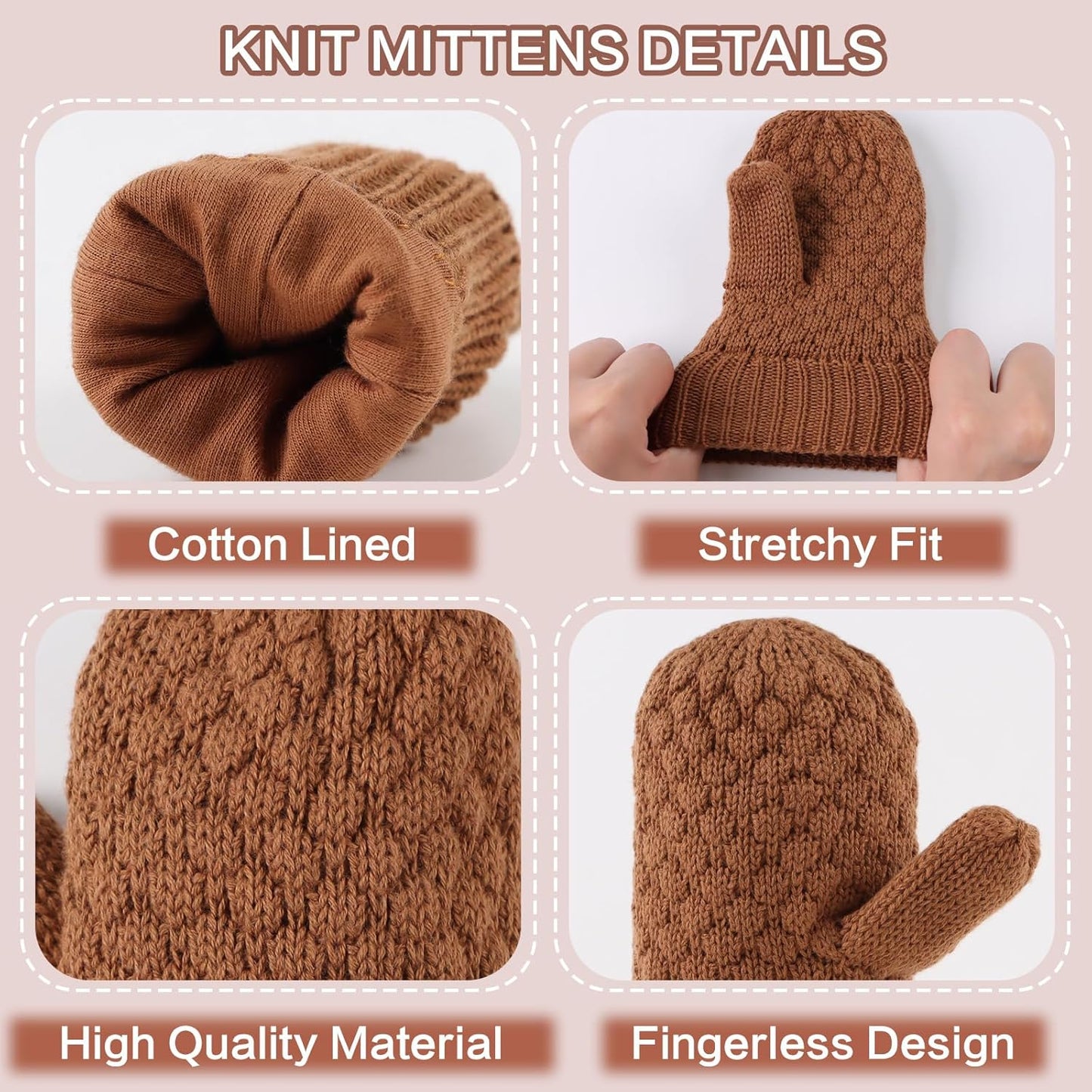 Baby Knit Mittens Toddler Boys Girls Gloves Winter Infant Newborn No Scratch Mitten 0-3 Years