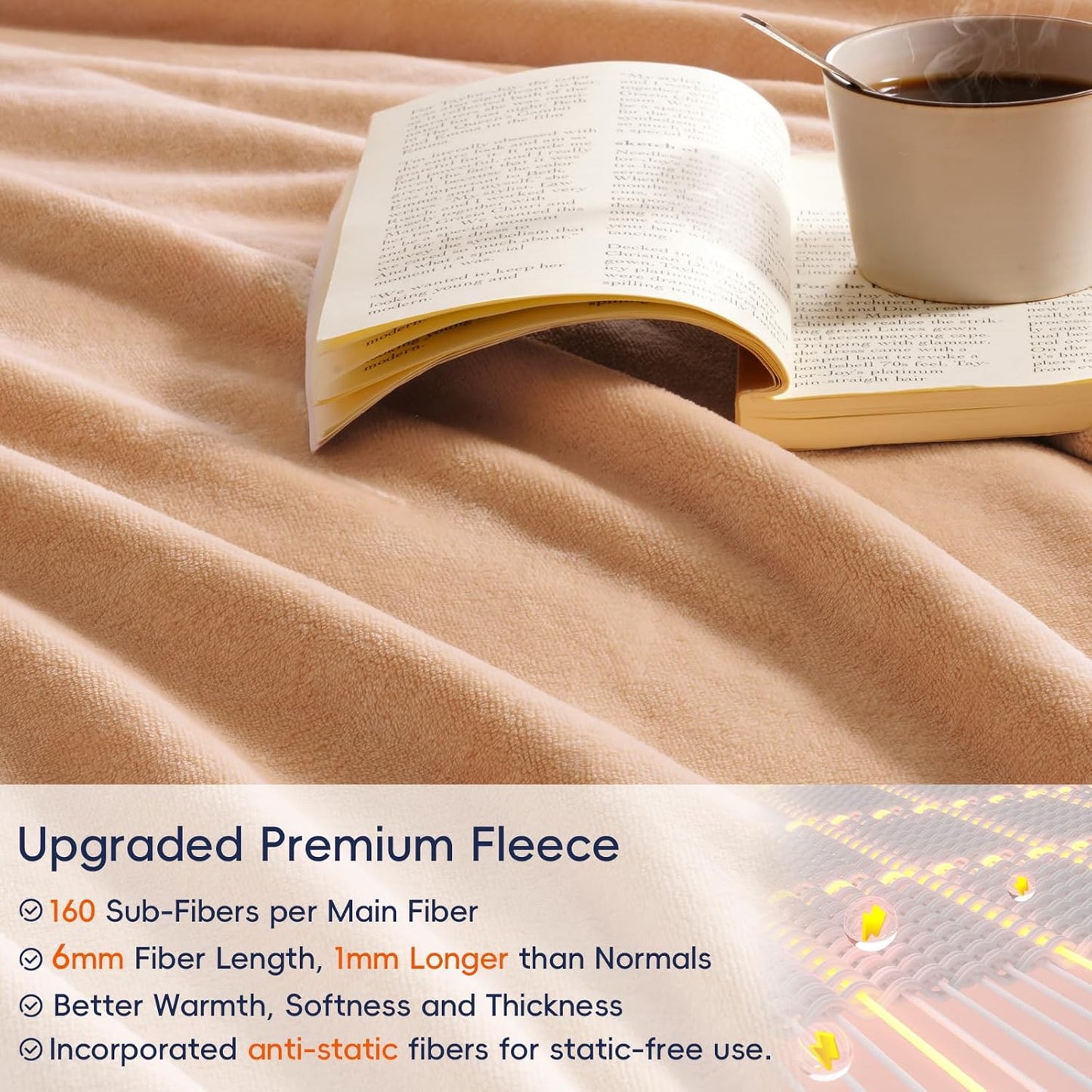 PHF Ultra Soft Fleece Blanket King Size, No Shed No Pilling Luxury Plush Cozy 300GSM Lightweight Blanket for Bed, Couch, Chair, Sofa Suitable for All Season, 108" x 90", Camel