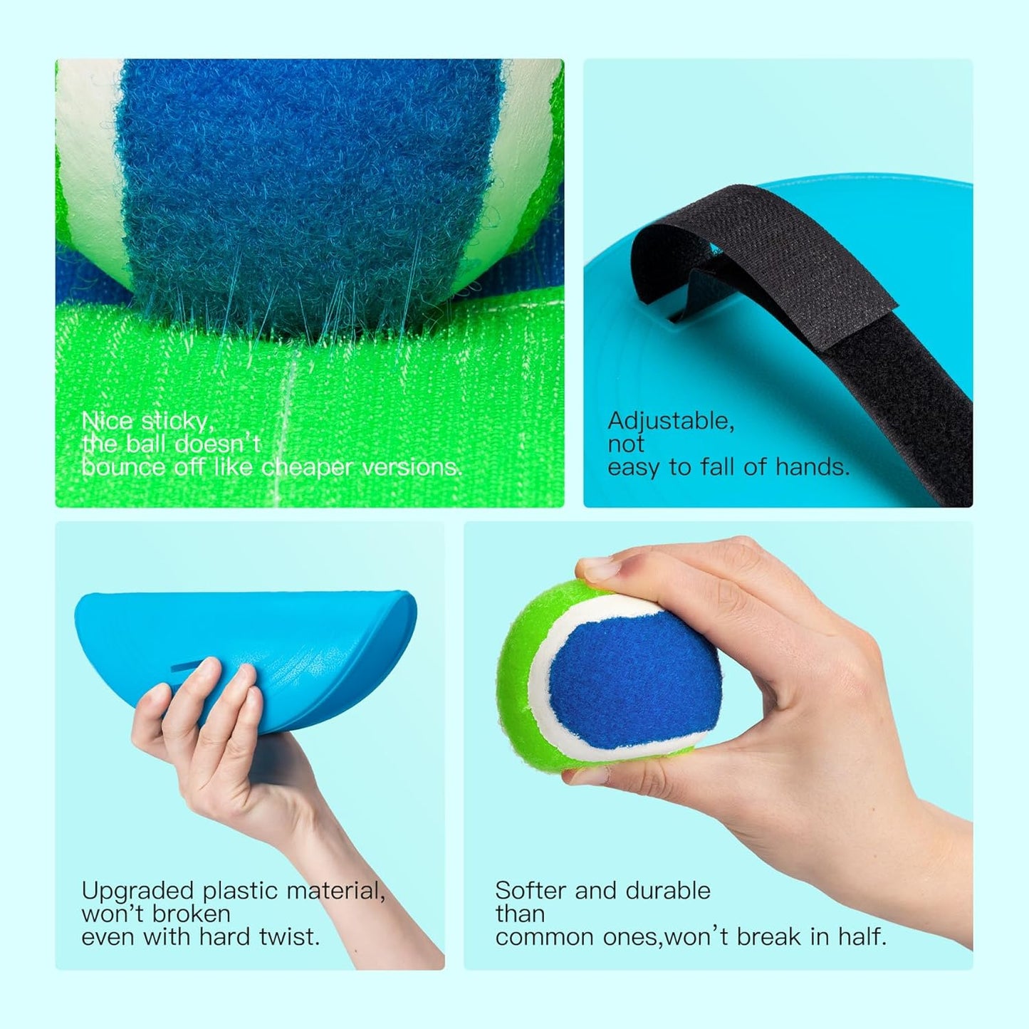 EVERICH Upgraded Toss and Catch Ball Game Set - Indoor and Outdoor Games for Kids 3-12, Beach Sand Pool Water Toy Includes 4 Paddles 4 Sticky Balls, Great Birthday Easter Gifts for Boys Girls