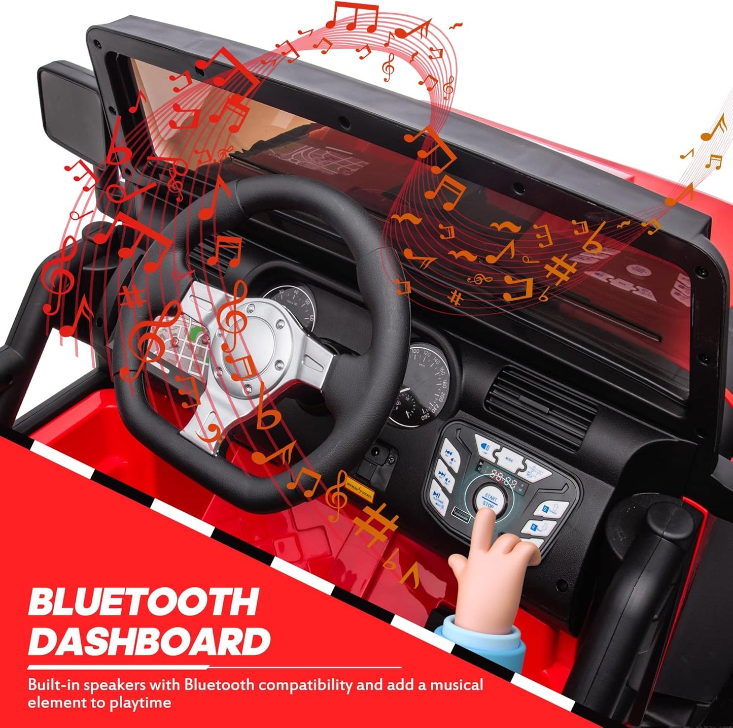 24V 9Ah Ride on Toy for Big Kids, 4WD 2 Seater Ride on Car Truck with Remote Control, 4x200W Motor - Red