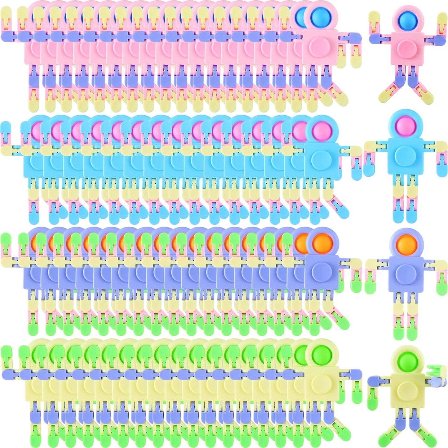 72 Pcs Warm Color Fidget Sensory Spinner Toys Transformable Chain Robot Fingertip Toy Sensory for Anxiety, Stress Relief ADHD Autism Pinata Goodie Bag Stuffers