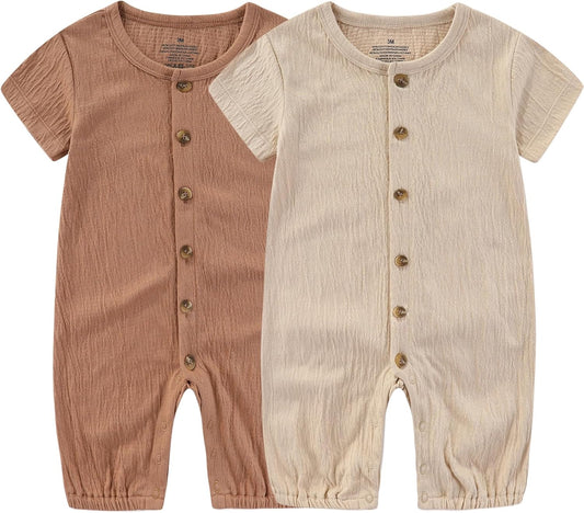 Baby Girl Romper Button Jumpsuit Summer Infant Boy Clothes for 0-24 Months