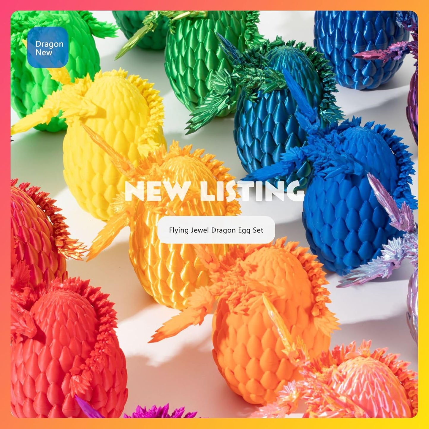 GerRit 3D Printed Dragon，Crystal Dragon，3D Printed Stuff，Dragon Fidget Toy，3D Dragon Eggs with Dragon Inside，Home Office Decoration, Administrative Desk Toys (Laser Violet)