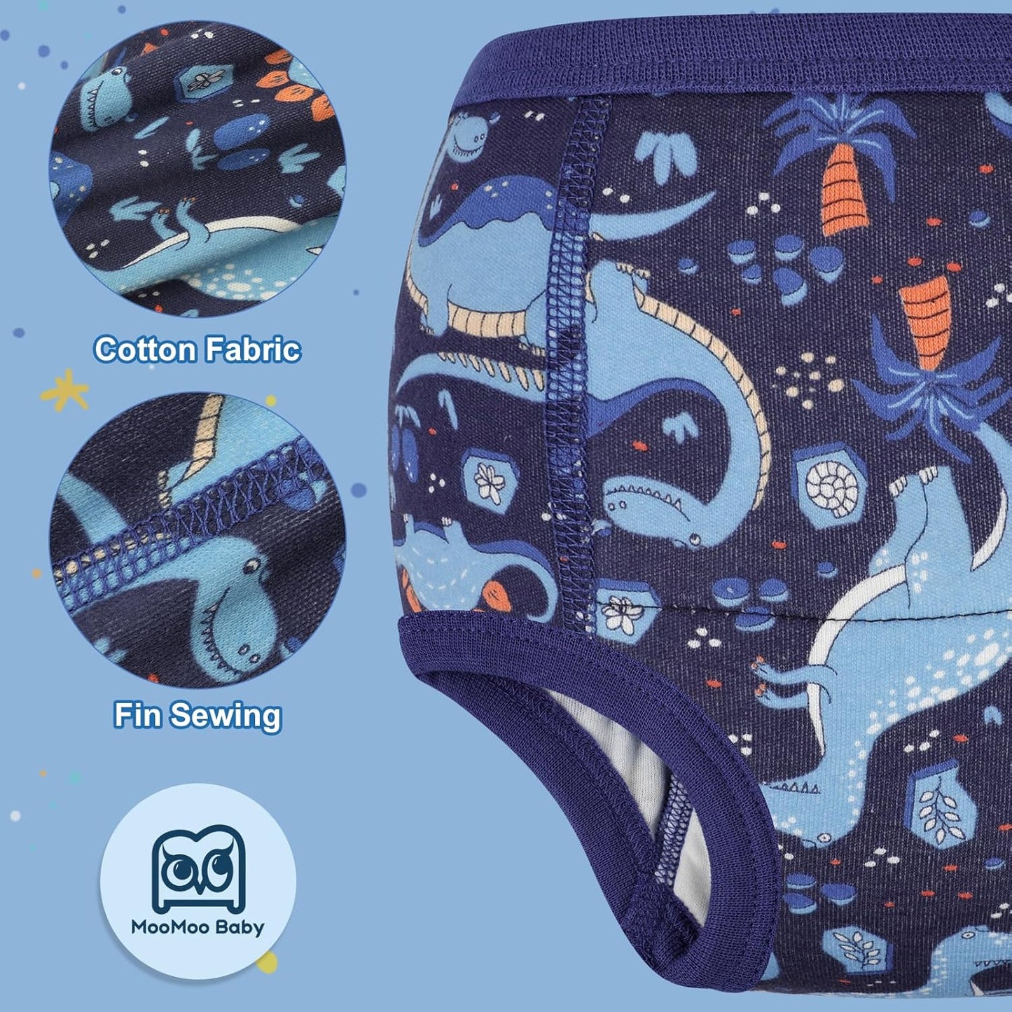 MooMoo Baby Absorbent Potty Training Pants 8 Packs Cotton Training Underwear for Boys 8T