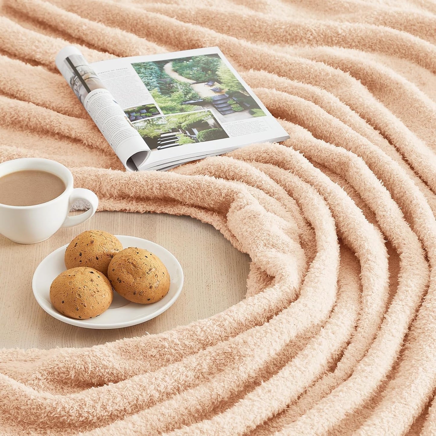 CYMULA Knit Throw Blanket for Peach Pink - Super Soft Lightweight Plush Fuzzy Fluffy Cozy Blankets and Throws for Sofa Bed, 60 x 80 inches