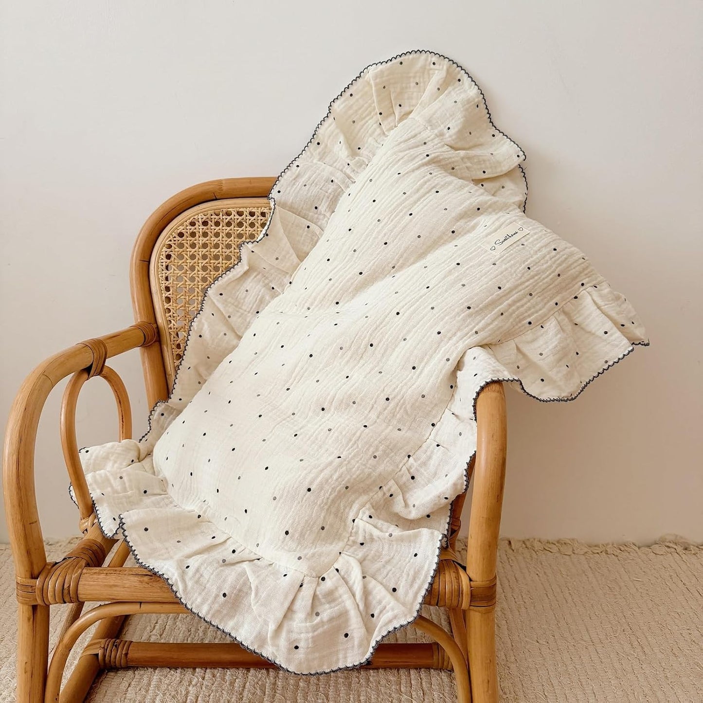 BuLuTu Cotton Muslin Toddler Pillowcases for Girls Boys Polka Dots Design Kids Pillow Cases Soft Breathable Standard Pillow Cover, Envelope Closure,1 Piece, 20"x26"