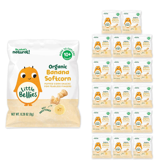 Little Bellies Organic Banana Softcorn Baby Snack (Pack of 18 x 0.28 oz Individual Packs)