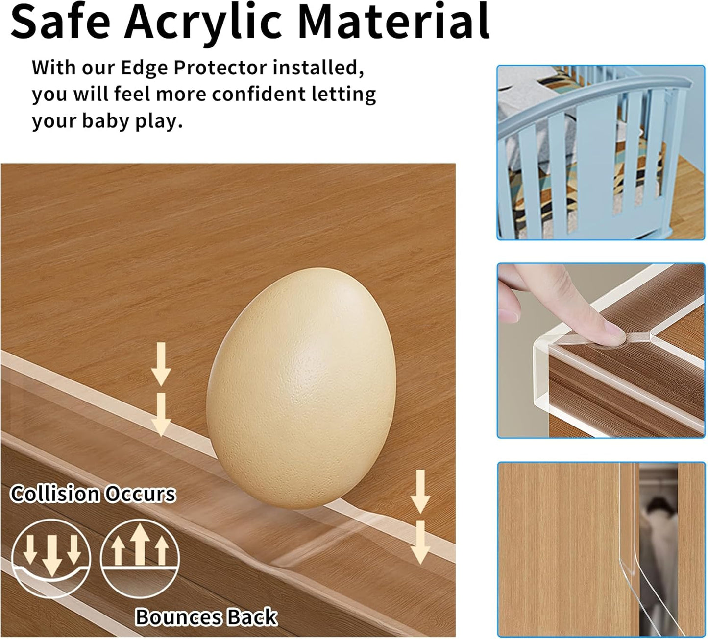 13.12 FT Edge Corner Protector Baby Proofing,Soft Clear Furniture Table Corner Guard & Edge Safety Cabinet Door Bumper,Crib Bumpers,Wall Protector(Width 2.6 in，Thickness 0.08 in)