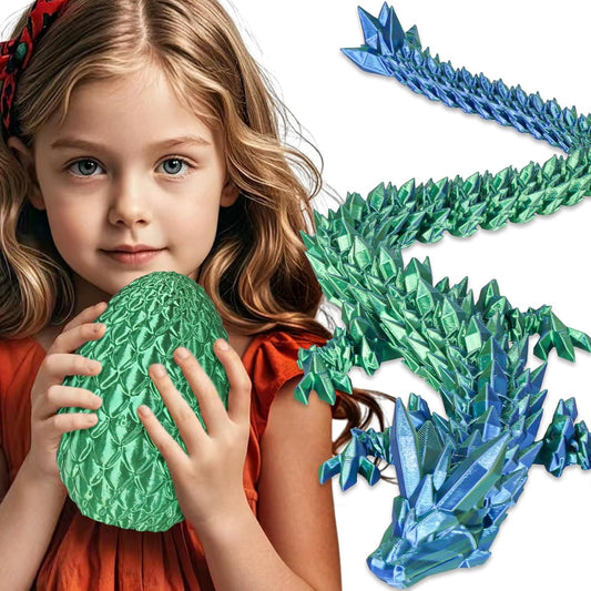 Large Dragon Eggs with Dragon Inside, 3D Printed Surprise Funny Gifts for Kids, Articulated Dragon Fidget Toys for Adults, Executive Desk Toys Office Room Décor (Christmas Green)