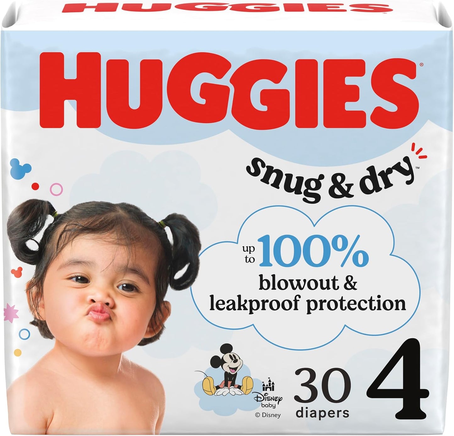 Huggies Size 4 Diapers, Snug & Dry Baby Diapers, Size 4 (22-37 lbs), 30 Count, Packaging May Vary