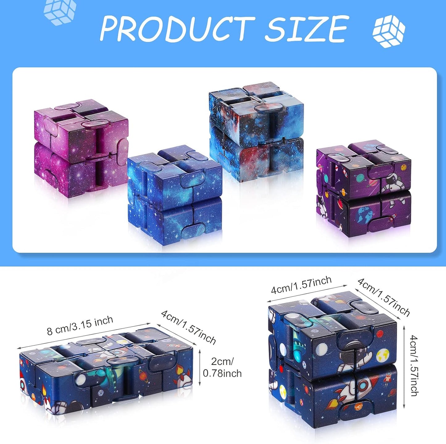 Galaxy Cubes Bulk Toys Gifts Space Astronaut Sensory Stress Anxiety Relief Cool Hand Mini Kill Time Cube Toys Party Favors Stuffers for ADHD Teens Adults, 5 Styles(Fresh Style,30 Pieces)