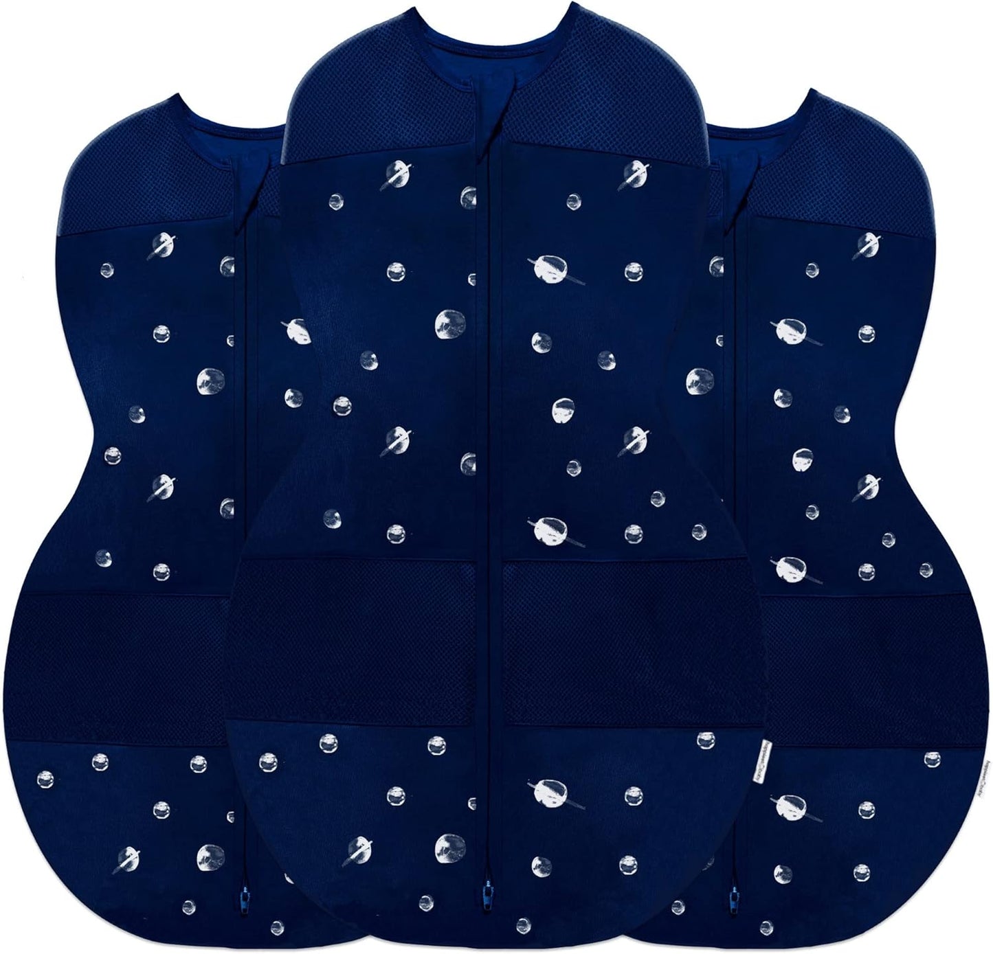 Happiest Baby Sleepea 5-Second Swaddle - 100% Organic Cotton Baby Swaddle Blanket - Doctor Designed Promotes Healthy Hip Development - 3-Pack Newborn Bundle (Midnight Planets, 2 x Small, 1 x Medium)