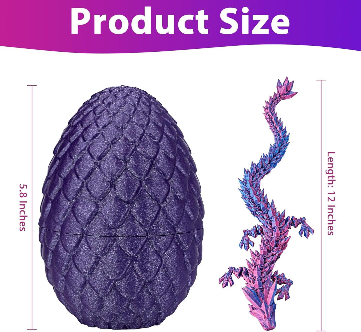Dragon Egg-3D dragon eggs with dragon inside with Flexible Pearly Sheen Dragon Inside, 3D Printed Surprise Gift, Articulated Dragon Egg Fidget Toy, Dragon Figurine Decor