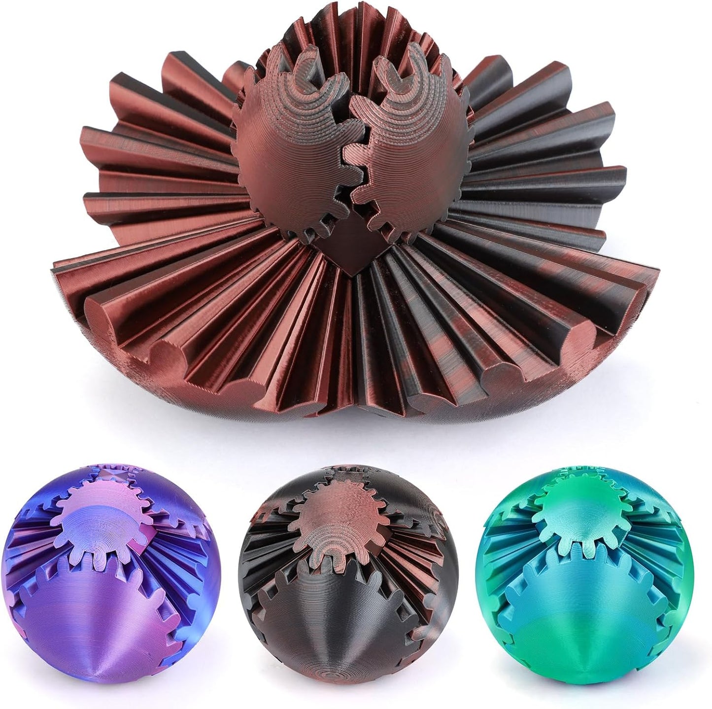 Gear Ball - 3D Printed Gear Ball Spin Ball or Cube Fidget Toy, Gear Sphere, Gear Ball Gearball Fidget Toy, Stress Ball, GearSphere Desk Toy, Fidget Ball, Gear Toy for Stress and Anxiety Relaxing