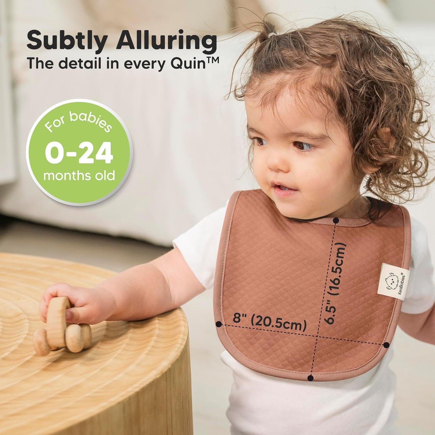 8-Pack Organic Baby Bibs for Girls, Boys - Quilted Cotton Cloth Baby Drool Bibs for Drooling and Teething Toddler, Newborn, Infant, Soft & Super Absorbent (Rosewood)