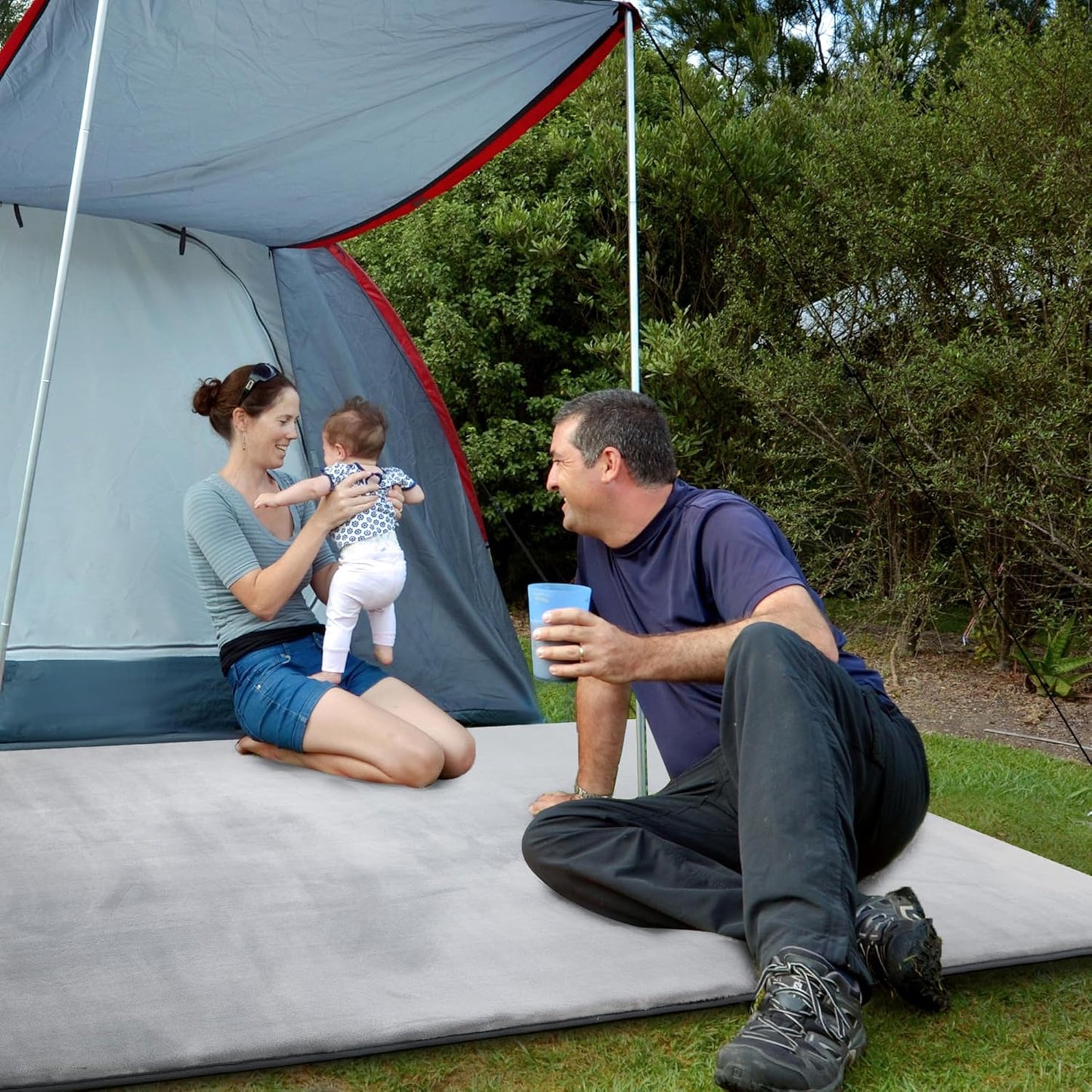 BALAPET Thick Memory Foam 74x50 Play Mat for Playpen, Super Soft Velvet Portable Baby Playpen Mat for Kids Toddler Crawling and Play, Non-Slip Bottom Playmat, Grey