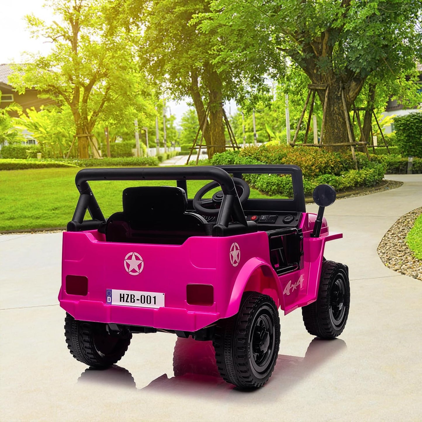 Ride on Truck Car, 12V Electric Ride on Car with Remote Control, MP3, LED Lights, Suspension System, Double Doors, Safety Belt, Ride-on Toy for Kids Aged 3-8 Years
